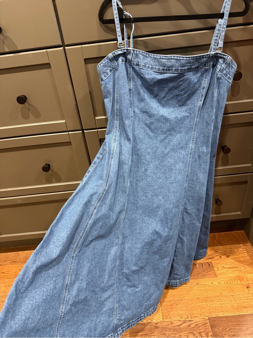 GAP Blue Denim Midi Dress with Adjustable Straps
